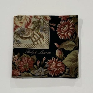 Handkerchief VTG Ralph Lauren Mini Scarf Women Floral Cotton Pocket Square 18.5” - Picture 1 of 7