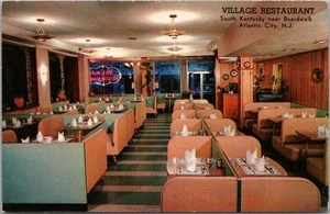C1950 ATLANTIC CITY, Nueva Jersey Postal RESTAURANTE PUEBLO / Tichnor CROMO - Imagen 1 de 2