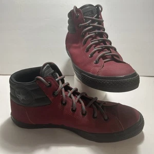 Converse Chuck Taylor All Star High Tops Red Burgundy Leather Men's Size 11 READ - Picture 1 of 18