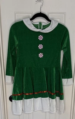 Niñas Sin Marca XL Vestido Elfo Navidad Terciopelo Sra. Claus Festivo Vacaciones Disfraz Foto 1 de 4