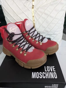 Love Moschino Botas de Trekking de Cuero Rojo para Mujer Talla 6 EU 39 - Imagen 1 de 6