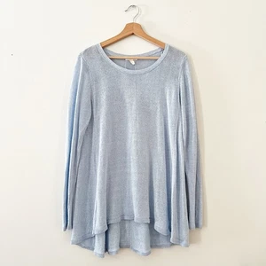 EILEEN FISHER Womens 100% Linen Pullover Sweater Long Sleeve Solid Light Blue M - Picture 1 of 4