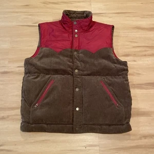 Eddie Bauer Men’s Size Large Goose Down Reversible Puffer Corduroy Western Yoke - Picture 1 of 9
