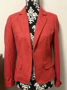 J. Crew 100% Wool Ecole Herringbone Hook And Eye Closure Blazer Size 8 - Picture 1 of 9