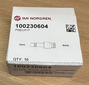 10x Vástago reductor/expansor recto Norgren Pneufit 100230604 O/D manguera de 6 mm O/D 4 m - Imagen 1 de 2