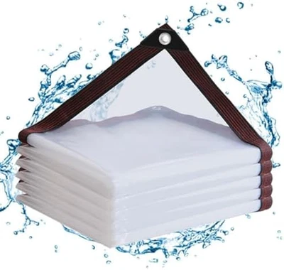 Telo Di Copertura Impermeabile Con Occhielli, 2 X 3 M, in PVC Trasparente, per B - Immagine 1 di 4