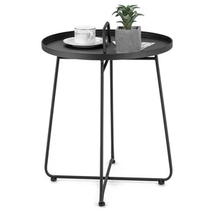 Outdoor Metal Patio End Side Table Weather Resistant for Garden Balcony Yard - Picture 1 of 10