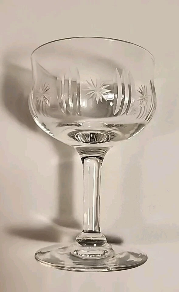 Set Of 6 Cordial Liquor Crystal Cut Stemmed Glasses Vintage 1920's - Image 1 of 4