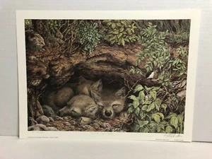 Rose Marie Condon Wake-Up Call Wolf Pups Den Wolves Wildlife Art Print Signed AP - Picture 1 of 8
