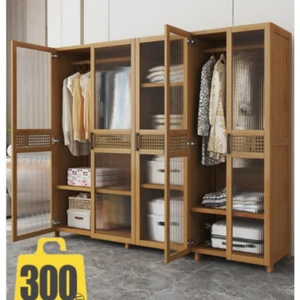 Drehtürenschrank Kleiderschrank bambus kleiderschrank schlafzimmer mit Tür - Bild 1 von 23
