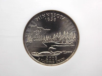 2005 "P" State *MINNESOTA* Washington SMS Quarter 25c NGC MS68 #004 GEM BU ECC&C - Image 1 of 4