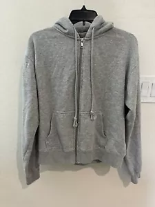 Brandy Melville Hoodie Womens Gray Sweatshirt Full Zip Jacket One Size - Picture 1 of 7