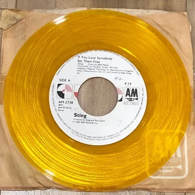 STING - If You Love Somebody Set Them Free/Another Day (YELLOW 7" 45 RPM, 1985 ) - Image 1 of 2