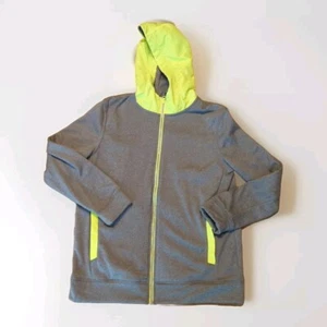 Layer 8 Hoodie Sweatshirt Mens Medium Gray Yellow Full Zip Active Long Sleeve - Picture 1 of 10