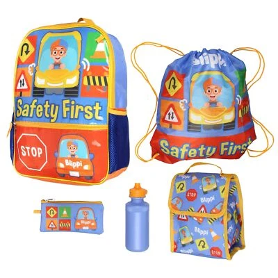 Mochila Blippi Safety First Niños Mochila de Viaje Escolar Juego de 5 Piezas con Almuerzo... Foto 1 de 4