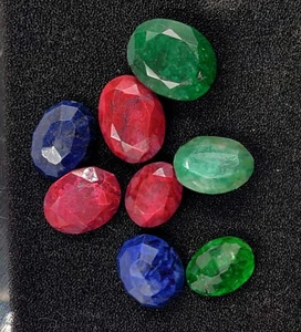 200 Ct Gorgeous Natural Ruby,Emerald,Sapphire Lot Oval Cut Certified Gems 25S - Picture 1 of 8