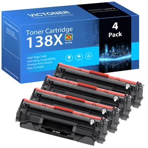 [NO CHIP]4PK W1380X 138X Toner Compatible With HP LaserJet Pro 3001dw 3001fdw - Picture 1 of 1
