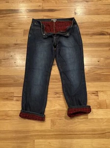 Natural Reflections Plaid Lined Blue Denim Jeans Womens TAG 12 Act Size 34 x 30 - Picture 1 of 12