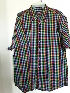 Camicia uomo D'Avita multicolore a quadri con bottoni manica corta taglia L - Foto 1 di 3