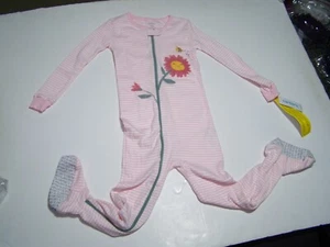 Carter's Girls Pajamas Footed Zipper PJs Striped Floral Bee Size 4T/4A NWT - Picture 1 of 2