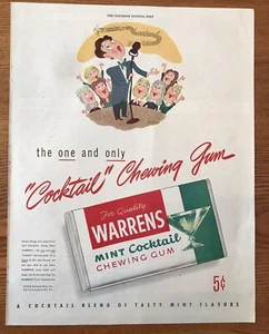 Warren's Mint Cocktail Chewing Gum 1945 Ad - Picture 1 of 1