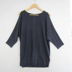 Next Top Womens 18 Blue Silver Metallic Knit Cold Shoulder Flowy Cocktail Event - Picture 1 of 14