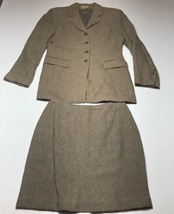 Ann Tjian for Kenar Skirt Suit Set Womens Size 14/10 Linen Wool Blend 2 Piece - Picture 1 of 22