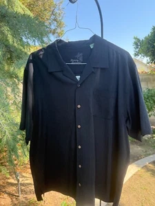Tommy Bahama Camp Shirt Mens Sz XL-Black 100% Silk One Down Two To Go - Picture 1 of 6