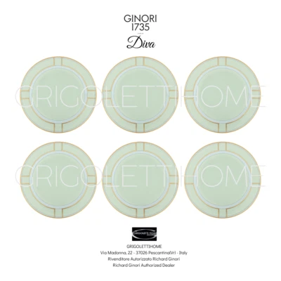 Richard Ginori - Diva Grüne - Set 6 Dessertteller 20 Cm - Händler - Bild 1 von 4