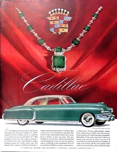 1949 Cadillac Classic Car Print Ad Poster Jewelry by Cartier 11x14 - Picture 1 of 4
