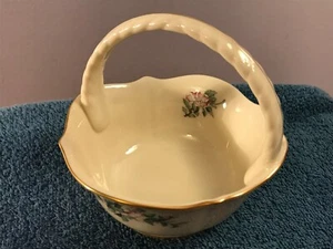 Lenox handled basket Serenade bird in pink flower design MAX5961 - Picture 1 of 9