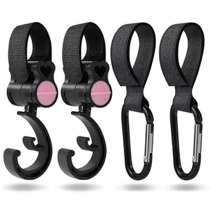 Baby Stroller Hooks, 4 Pack of Multi Purpose Hooks Adjustable Hanger Mommy Bag H - Picture 1 of 7