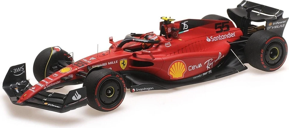 BBR221855 Ferrari F1-75 #55 C. Sainz 2nd Place Bahrain GP 2022 BBR 1/18