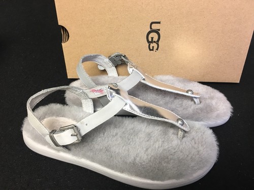 SANDALI CON CINTURINO A T UGG Australia LOU LOU argento sterling PELLE DI PECORA 1010688