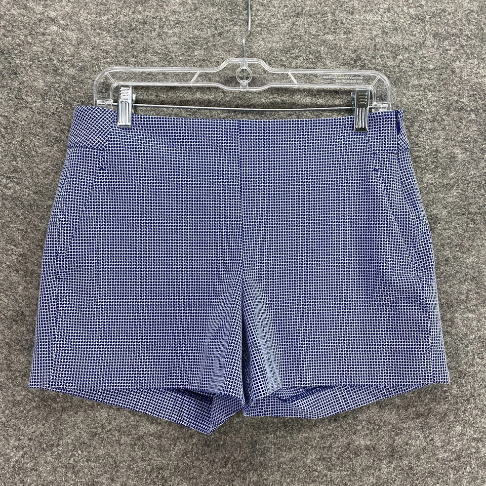 Banana Republic Shorts Women 4 Blue Check Chino Mid Rise Viscose - Image 1 of 4
