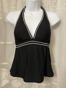 Caribbean Joe Tankini Halter Swim Top. US Size 8. Black White Trim - Picture 1 of 4