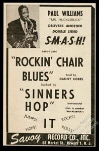 1951 Paul Williams photo Rockin Chair Blues song release Savoy Records trade ad