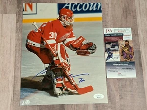 Archivo fotográfico firmado por JSA Chris Osgood 8x10 certificado de autenticidad Detroit Red Wings Islanders Blues G - Imagen 1 de 3