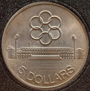 1973 Singapore $5 the 7th Southeast Asian Peninsular Games games .500 Silver 25g - Picture 1 of 4