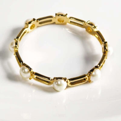 全新 Ann Klein 人造珍珠手镯 礼物 时尚 女士 派对 节日表演 珠宝首饰 — 第 1/4 张图片