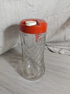 VINTAGE 1970’s Anchor Hocking TANG Clear 1 QT Glass Embossed Pitcher w/ Lid - Picture 1 of 4