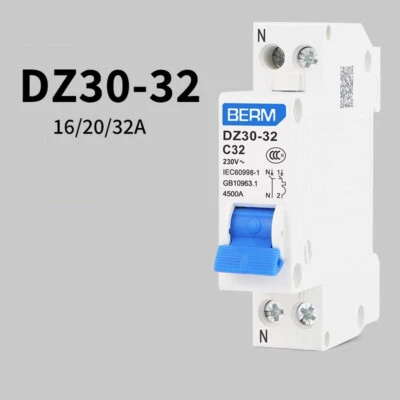 Circuit Breaker Air Switch DZ30-32 1 Poles 16 20 25 32A Double In&Double Out DPN - Image 1 of 4