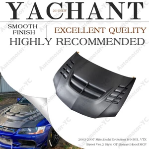 MATTE CARBON vol vtx street Ver.2 GT Bonnet Hood For 03-07 Mitsubishi EVO 8-9 - Picture 1 of 12