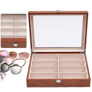 8 Slots Wooden Case Display Storage Eye Glasses Eyewear Sunglasses Organizer - Picture 1 of 12