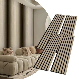 4PCS Wall Panels, Wood Slat Acoustic Panels Grooved Soundproof Panels (Walnut A) - Picture 1 of 9