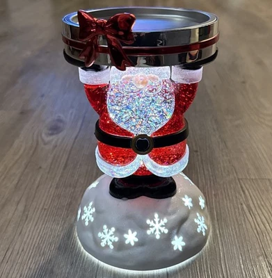 Bath & Body Works Santa Claus Light Up Glitter Globe 3 Wick Candle Pedestal - Image 1 of 4
