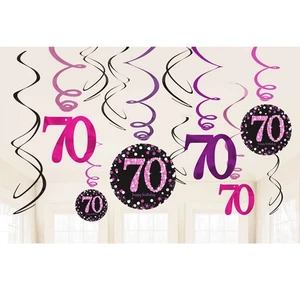 Amscan Pack de 12 decoraciones de techo para 70 cumpleaños (SG12717) - Imagen 1 de 1