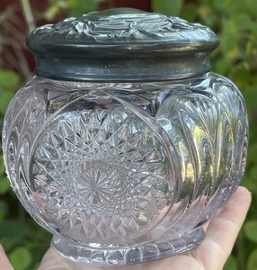Jugendstil Lila Glas Metallplatte Waschtisch Power Dose Kanne Kommode Schatulle Antik - Bild 1 von 19