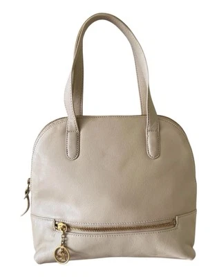 Cartera Cartera Liz Claiborne Leather Co. Cuero Marfil Doble Asa Cierre con Cremallera Foto 1 de 4