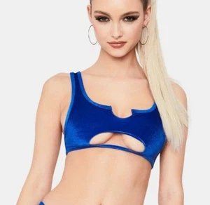 Frankies Bikinis Cole Blau Samt Bikini Oberteil Größe Medium Malibu Unter Titten - Bild 1 von 4